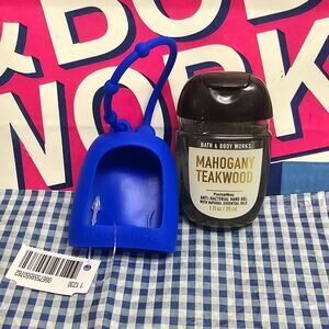 BBW Blue Rubber Pocketbac Holder & Mahogany Teakwood Men's Fragrance Line Refill